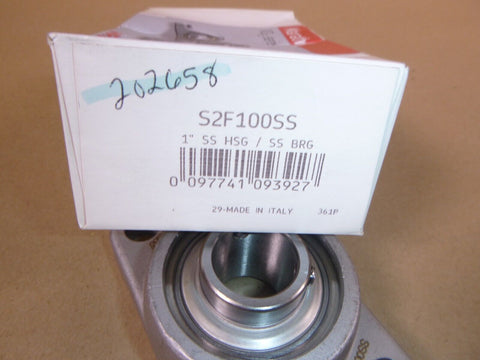 MRC S2F100SS Cast Stainless Steel Washdown Two-Bolt Flange Bearing 1" Bore