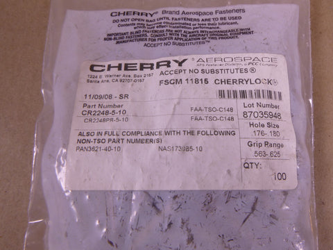 (300x) CR2248-5-10 Cherry Blind Rivet CR2248 Series , 5320-01-223-4438 | Industrial Replacement Nuts & Bolts Distributor and Machinery Screws & Fasteners Supply