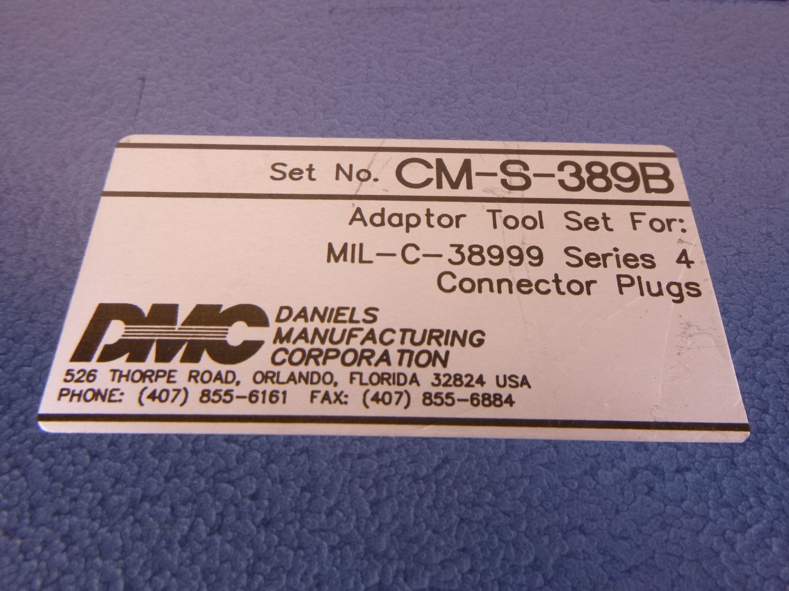 (10PC SET) DMC Daniels CM-S-389B Adaptor Tool Set MIL-C-3899 Ser 4 Plugs
