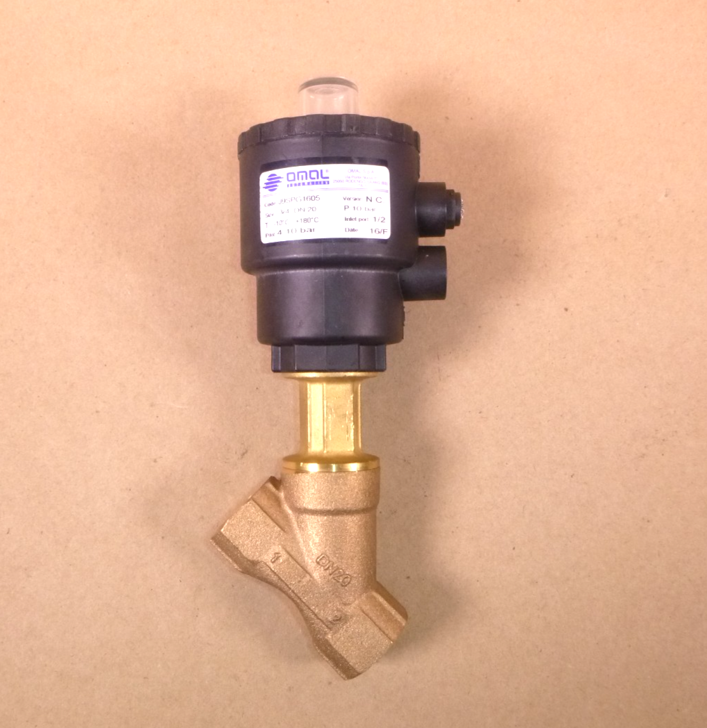 J9SPG1605 Omal ZEUS Pneumatic Brass Angle Piston Valve 3/4" NPT Conn 10 bar | Industrial MRO Replacement Parts, Manufacturing Machine Parts &amp; Components, Heavy Equipment Parts Supplier