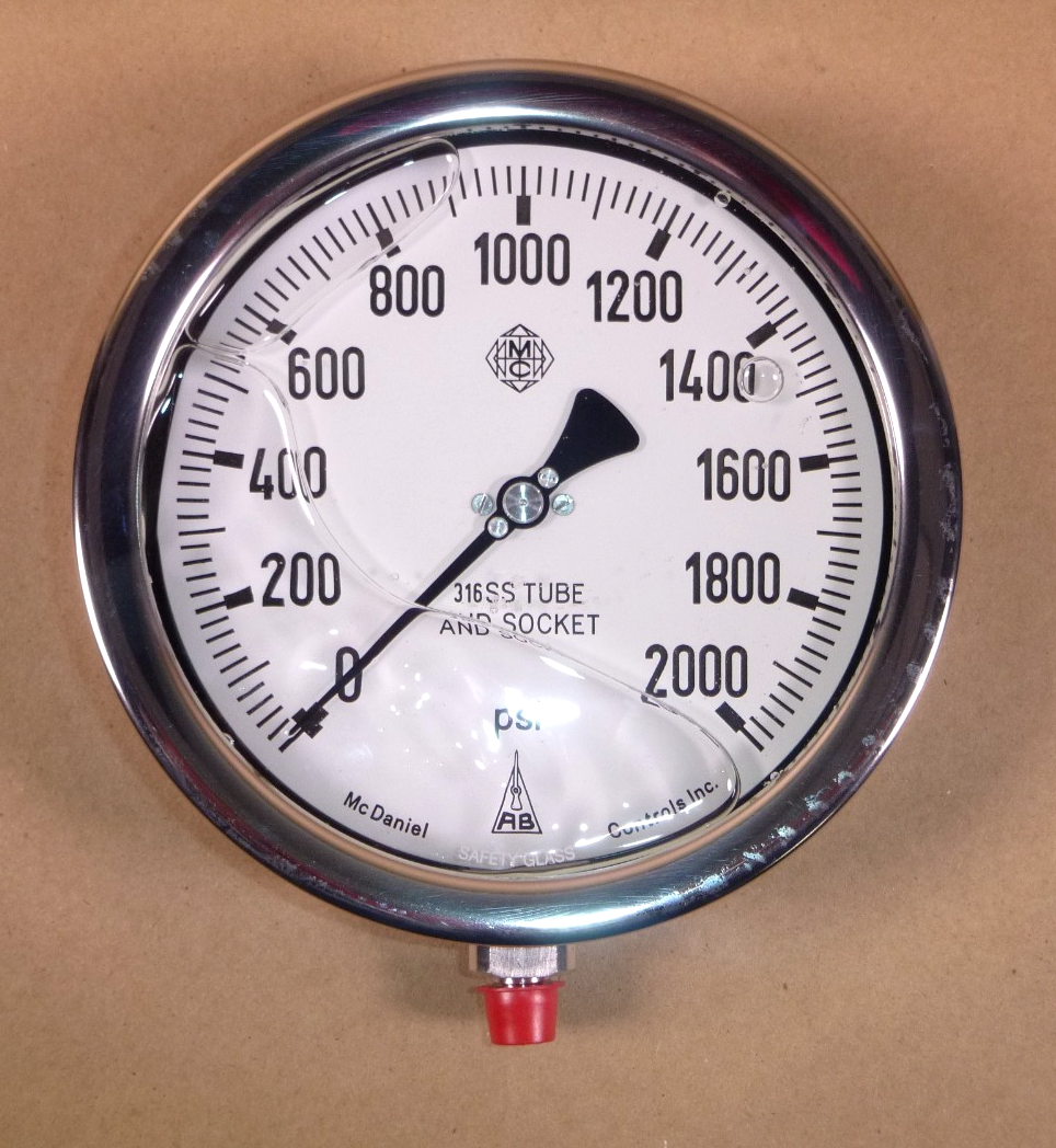 Liquid Filled Pressure Gauge 2000 PSI 6” Dial Stainless Steel McDaniel Controls | Industrial MRO Replacement Parts, Manufacturing Machine Parts &amp; Components, Heavy Equipment Parts Supplier