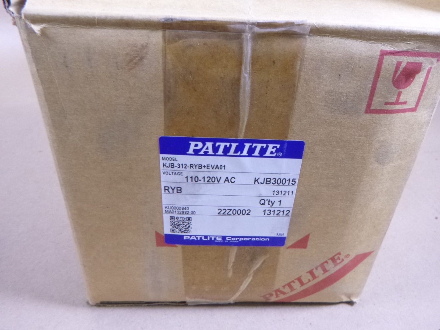 Patlite KJB-312 Signal Cube Tower 110-120V 15.4W , KJB-312-RYB+EVA01 | Electrical MRO Replacement Parts &amp; Components and Commercial Electrical Supplies Company
