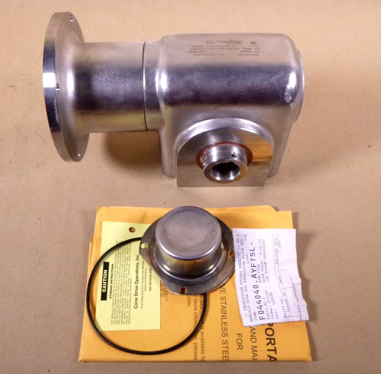 Cone Drive Food Grade Gearbox 1" Hollow Shaft 56C Size 44 (1.75 C.D.) 40:1 Ratio | Industrial Electric Motors, Pumps &amp; Parts