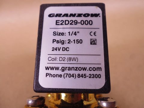 Granzow E2D29-000 Series Solenoid Valve 1/4" Size Psig: 2-150 24v DC