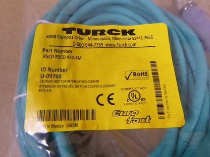 TURCK RSCD RSCD 440-4M Ethernet Cable Cordset 4-Pin 48V 4A Euro Fast , U-09760 | Electrical MRO Replacement Parts &amp; Components and Commercial Electrical Supplies Company