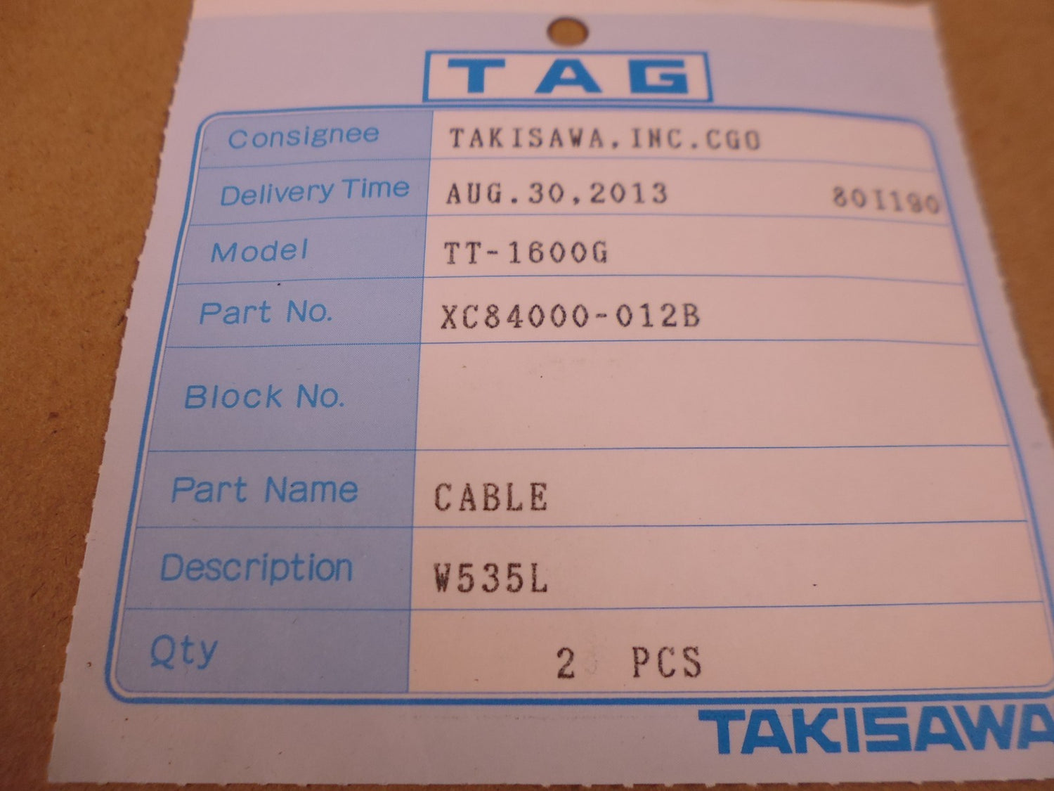 (4x) Takisawa TT-1600G CNC Lathe Cable , XC84000-012B W535L &amp; XC84000-090A W534L | Electrical MRO Replacement Parts &amp; Components and Commercial Electrical Supplies Company