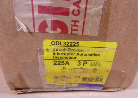 Square D QDL32225 PowerPact Circuit Breaker 225A 240V 3P 3PH QD 225 225 Amp