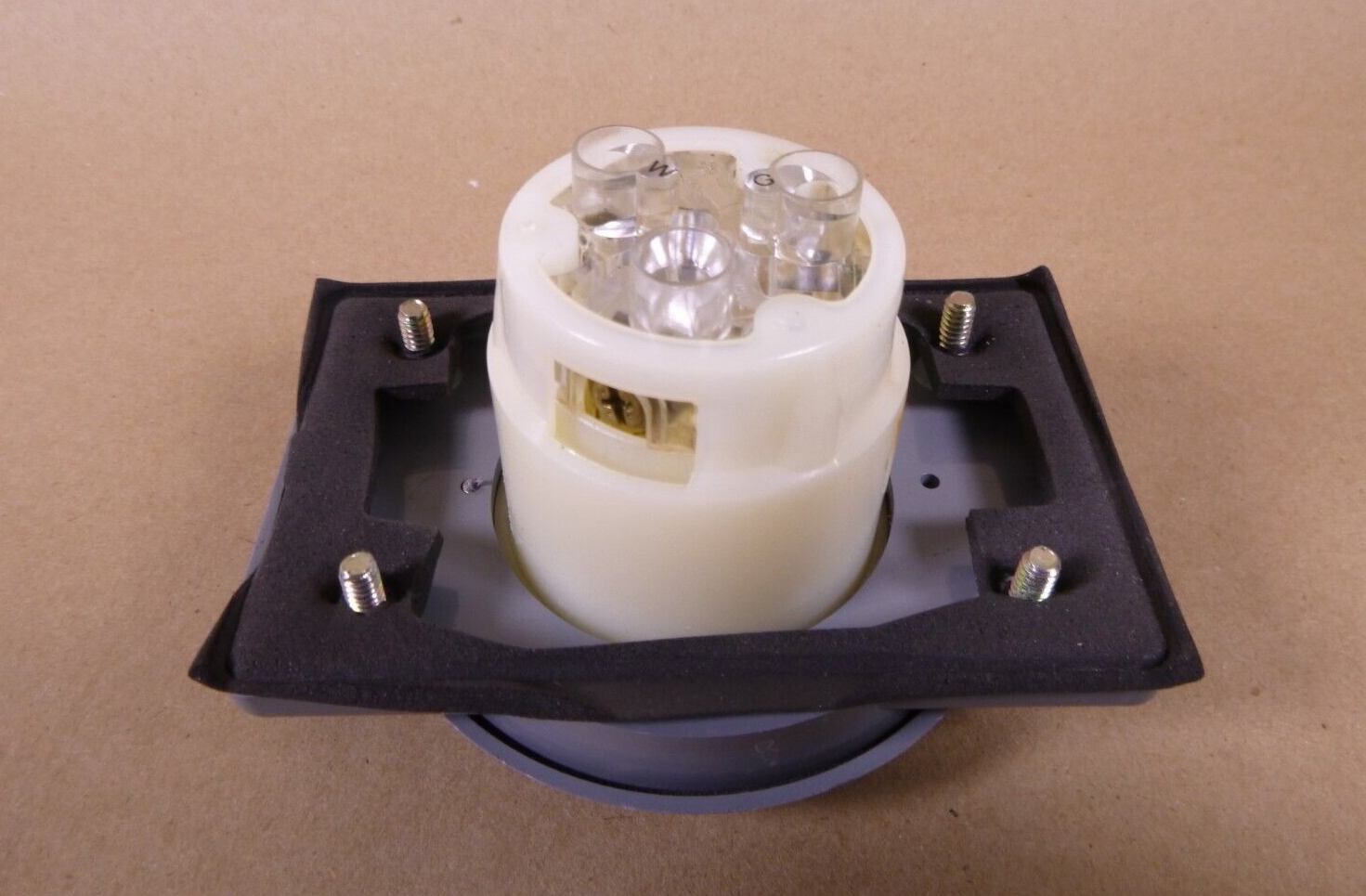 Leviton Flanged Outlet Locking Receptacle, 20A, 125V, L5-20R With Hubbell Cover | Electrical MRO Replacement Parts &amp; Components and Commercial Electrical Supplies Company