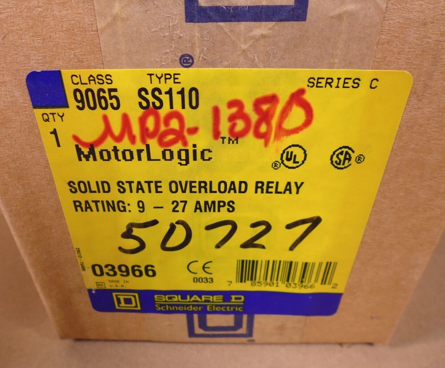 NEW Square D 9065 SS110 MotorLogic Solid State Overload Relay 9-27A 03966 SER. C | Electrical MRO Replacement Parts &amp; Components and Commercial Electrical Supplies Company