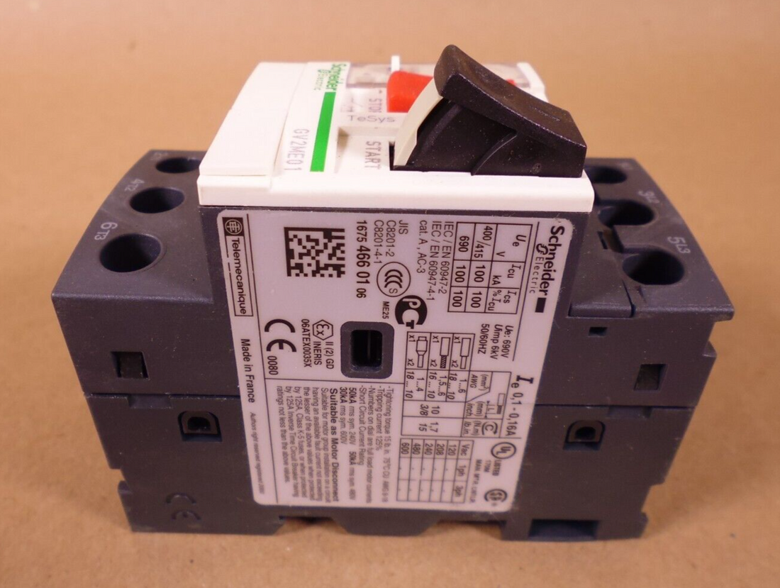 NEW Schneider GV2ME01 Motor Circuit Breaker TeSys 034292 , 0.1-0.16A | Electrical MRO Replacement Parts &amp; Components and Commercial Electrical Supplies Company
