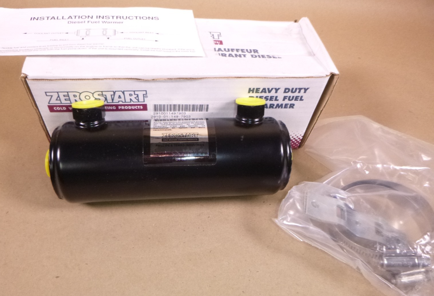 ZEROSTART Diesel Fuel Warmer 8208751 Eliminates Clogged Fuel Filters 1/2" NPT