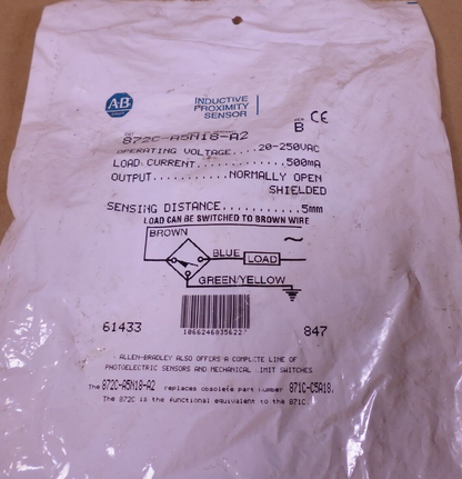 SEALED OEM Allen-Bradley 20-250VAC Inductive Proximity Sensor 872C-A5N18-A2 | Electrical MRO Replacement Parts &amp; Components and Commercial Electrical Supplies Company