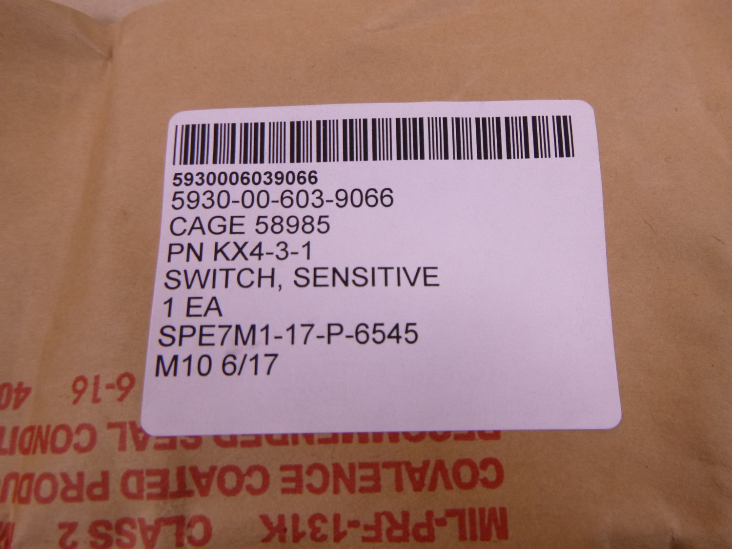 Klixon KX4-3-1 Sensitive Switch , 5930-00-603-9066