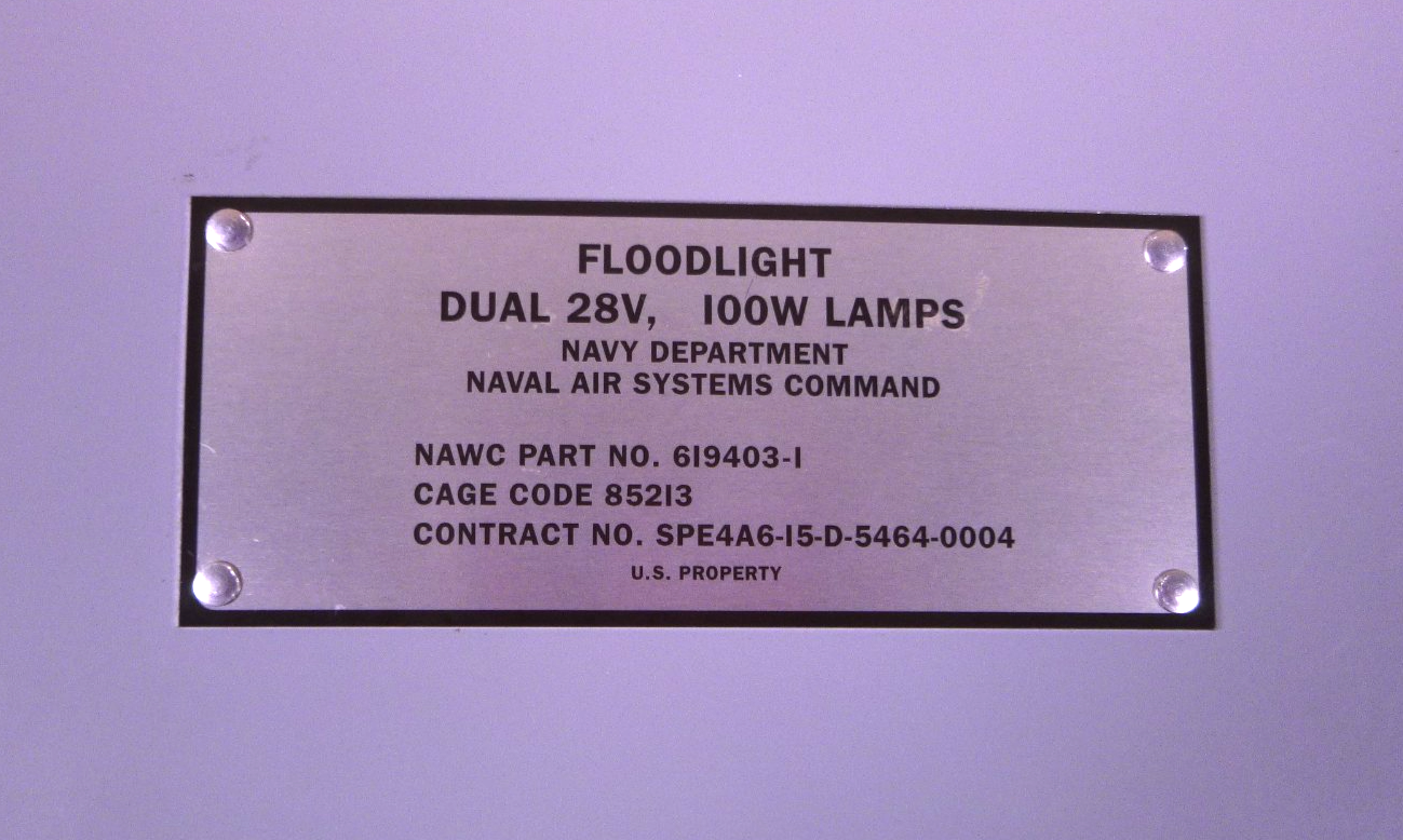 NAWC 619403 Naval Helicopter Landing Surface Mounted 28V Incandescent Floodlight | Electrical MRO Replacement Parts &amp; Components and Commercial Electrical Supplies Company