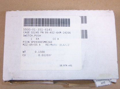 USGI Push Switch 99-452-6KM-24206, 5930-01-351-6141 | Electrical MRO Replacement Parts &amp; Components and Commercial Electrical Supplies Company