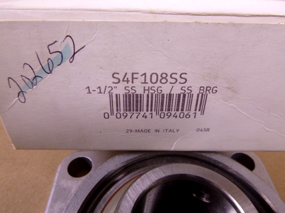 MRC S2F108SS Cast Stainless Steel Washdown Four-Bolt Flange Bearing 1-1/2" Bore | Industrial MRO Replacement Parts, Manufacturing Machine Parts &amp; Components, Heavy Equipment Parts Supplier