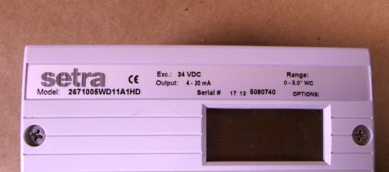 2671005WD11A1HD Setra 267 Very Low Differential Pressure Transducer 0-5.0" WC | Electrical MRO Replacement Parts &amp; Components and Commercial Electrical Supplies Company