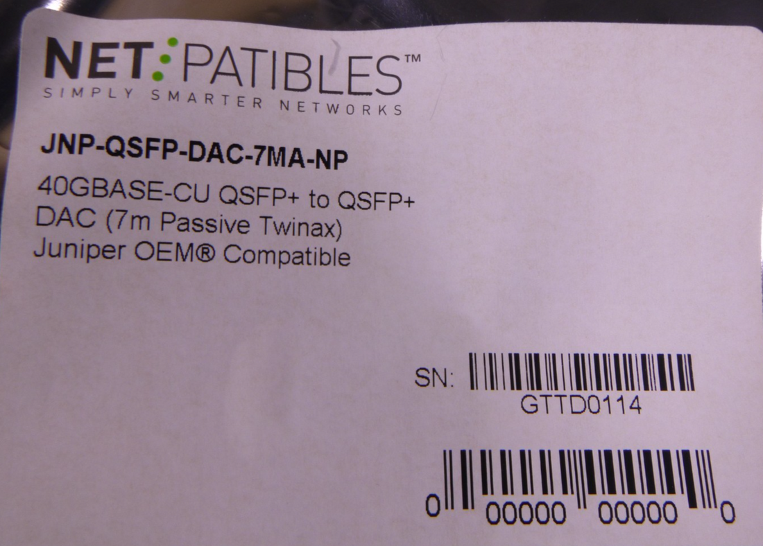 Replacement JNP-QSFP-DAC-7MA QSFP+ 40GBase Copper Cable 7-Meter Active | Electrical MRO Replacement Parts &amp; Components and Commercial Electrical Supplies Company