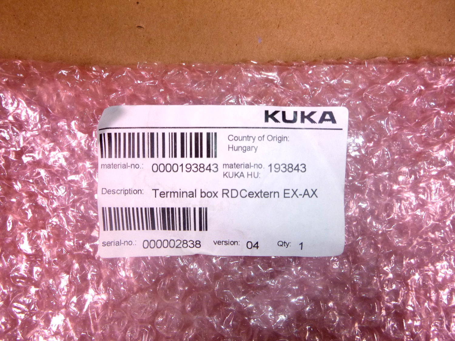 OEM KUKA 193843 Terminal box RDCextern EX-AX - KUKA Robots | Electrical MRO Replacement Parts &amp; Components and Commercial Electrical Supplies Company