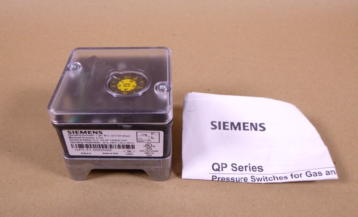 Siemens QP Series QPL31.050A00 Automatic Reset Low Pressure Switch, 1 to 20" WC | Electrical MRO Replacement Parts &amp; Components and Commercial Electrical Supplies Company