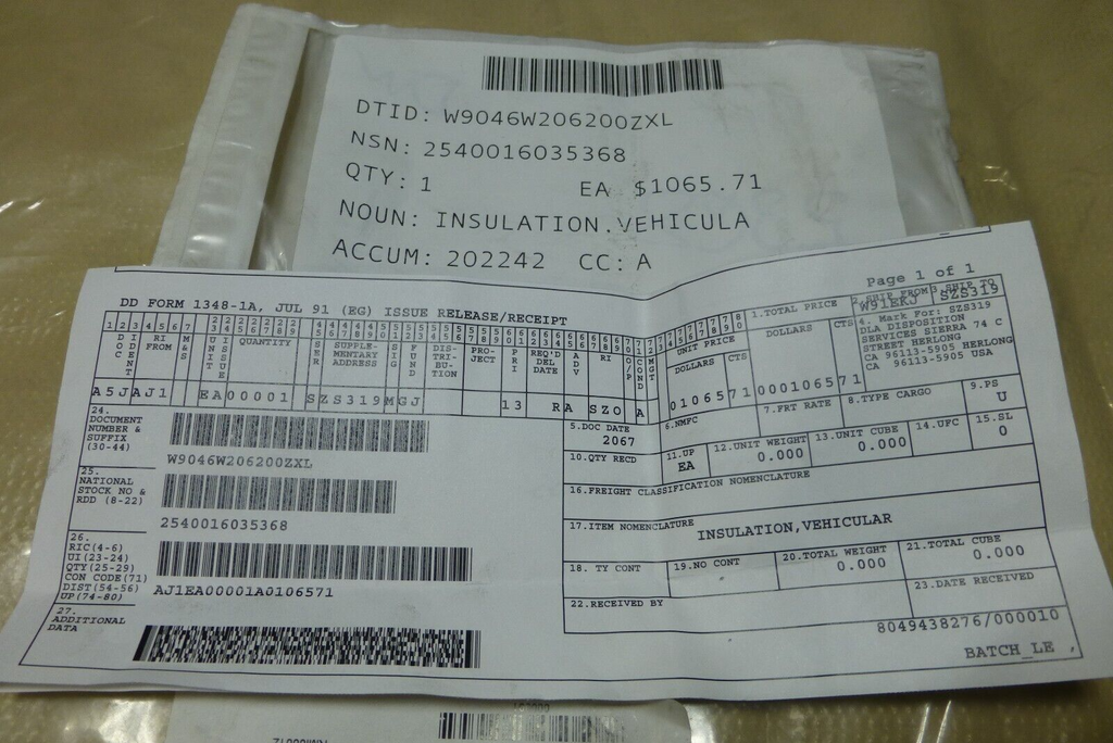 ROBERTSON MANUFACTURING P68800-101-SOC VEHICULAR INSULATION , 2540-01-603-5368 | Replacement Truck Parts, Trailer Accessories, Automobile Supplies, Car Parts & Accessories