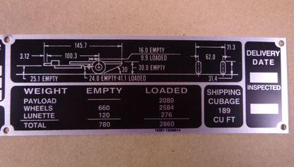 USGI M116A2 3/4 Ton Chassis Trailer Data Plate 12296614, 9905-01-147-5836 | Replacement Truck Parts, Trailer Accessories, Automobile Supplies, Car Parts &amp; Accessories