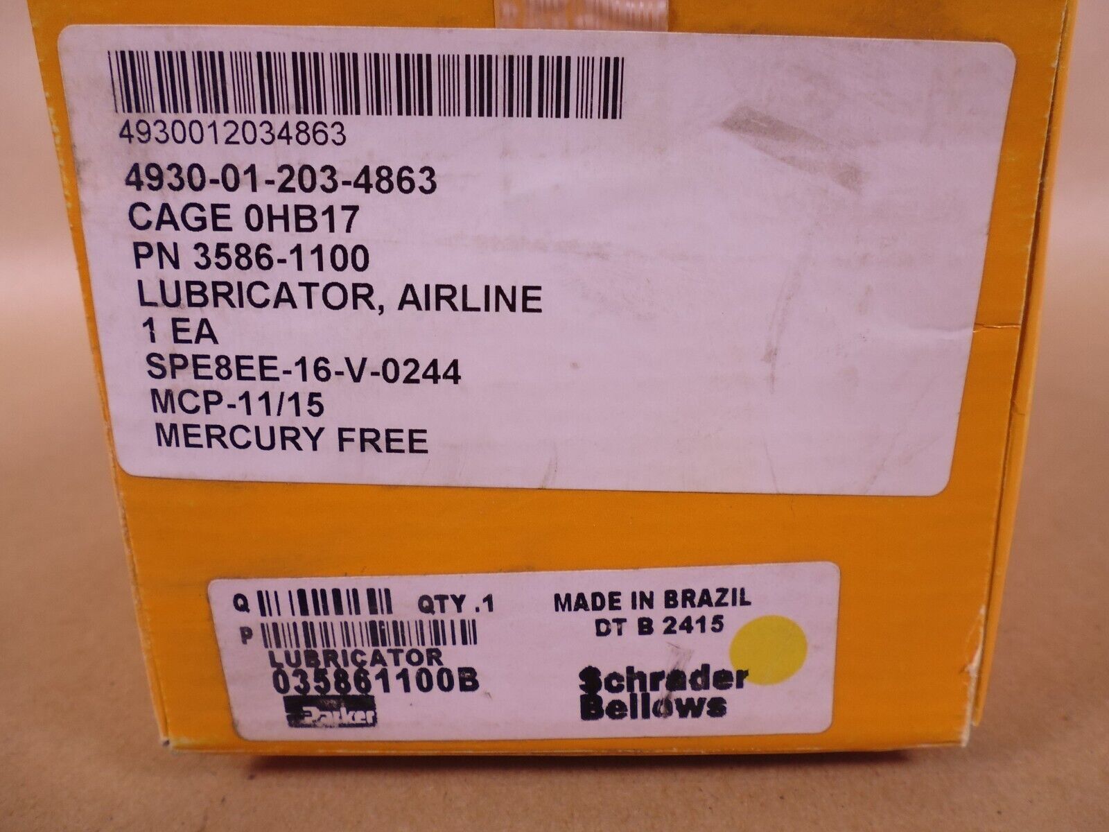 Shrader Bellows 3586-1100 Pneumatic Lubricator 035861100B , 3/4" NPT Port 150PSI | Industrial MRO Replacement Parts, Manufacturing Machine Parts &amp; Components, Heavy Equipment Parts Supplier