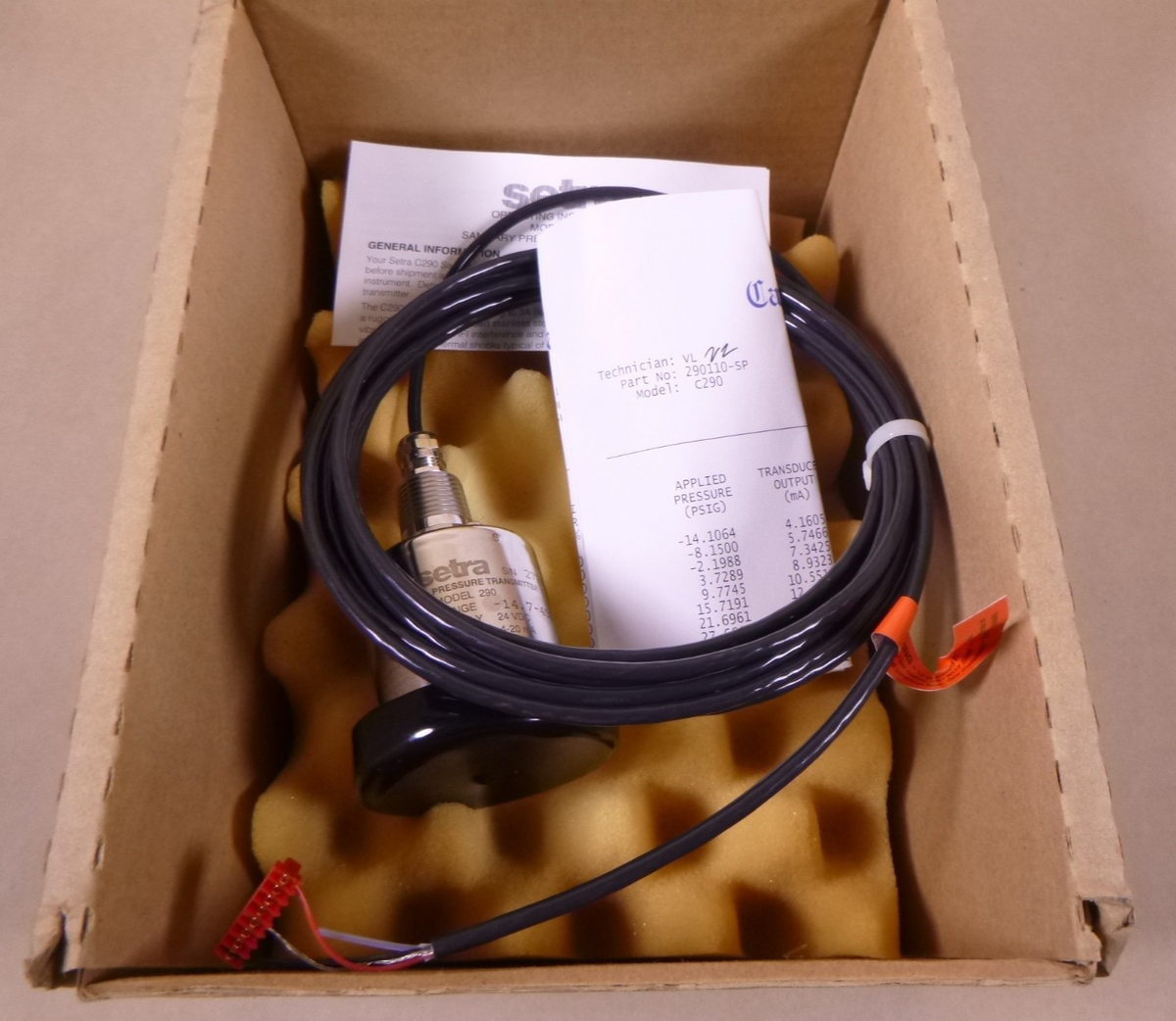 Setra C290 Pressure Transmitter , 290110-SP , -14.7-45 PSIG, 24VDC, 4-20mA | Electrical MRO Replacement Parts &amp; Components and Commercial Electrical Supplies Company