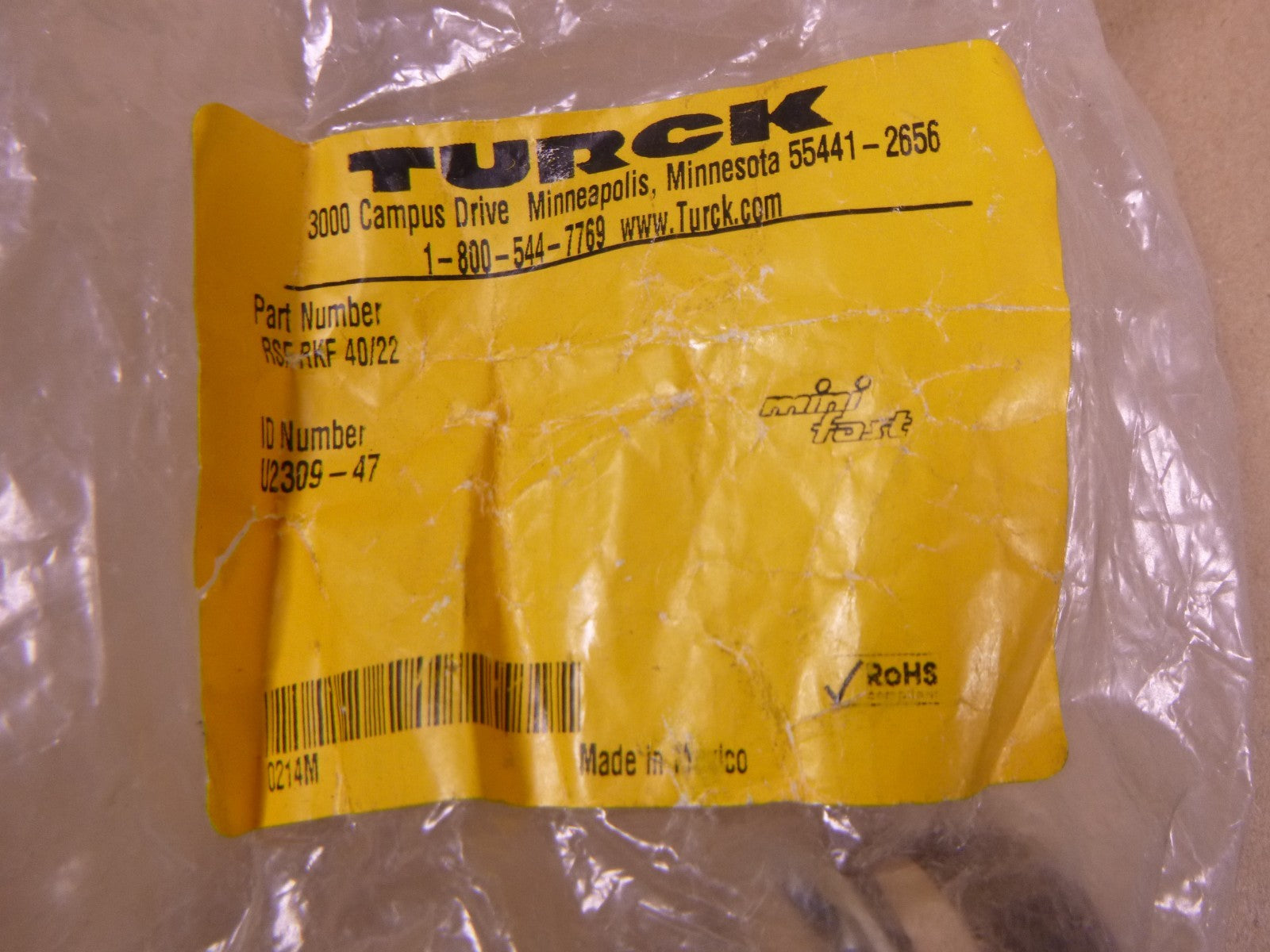 Turck RSF RKF 40/22, U2309-47, Minifast Receptacle Male Female Plug 7/8" 4-Pin | Electrical MRO Replacement Parts &amp; Components and Commercial Electrical Supplies Company