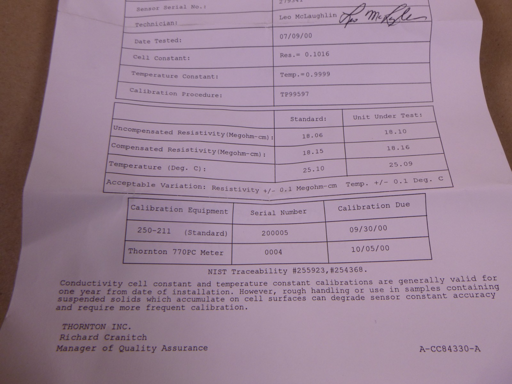 Thornton 253-207 Smart Conductivity Sensor *With Certificate Of Accuracy* | Electrical MRO Replacement Parts & Components and Commercial Electrical Supplies Company