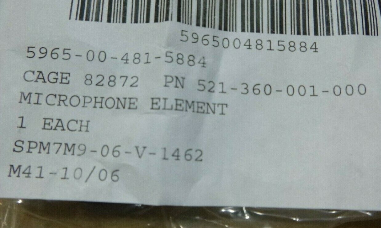 ROANWELL 521-360-001-000 NAVAL NAVY MICROPHONE ELEMENT 160OHM , 5965-00-481-5884 | Electrical MRO Replacement Parts &amp; Components and Commercial Electrical Supplies Company