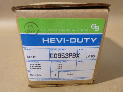 Hevi-Duty E0953PBX Industrial Control Transformer 0.095 KVA 3PBX | Electrical MRO Replacement Parts &amp; Components and Commercial Electrical Supplies Company