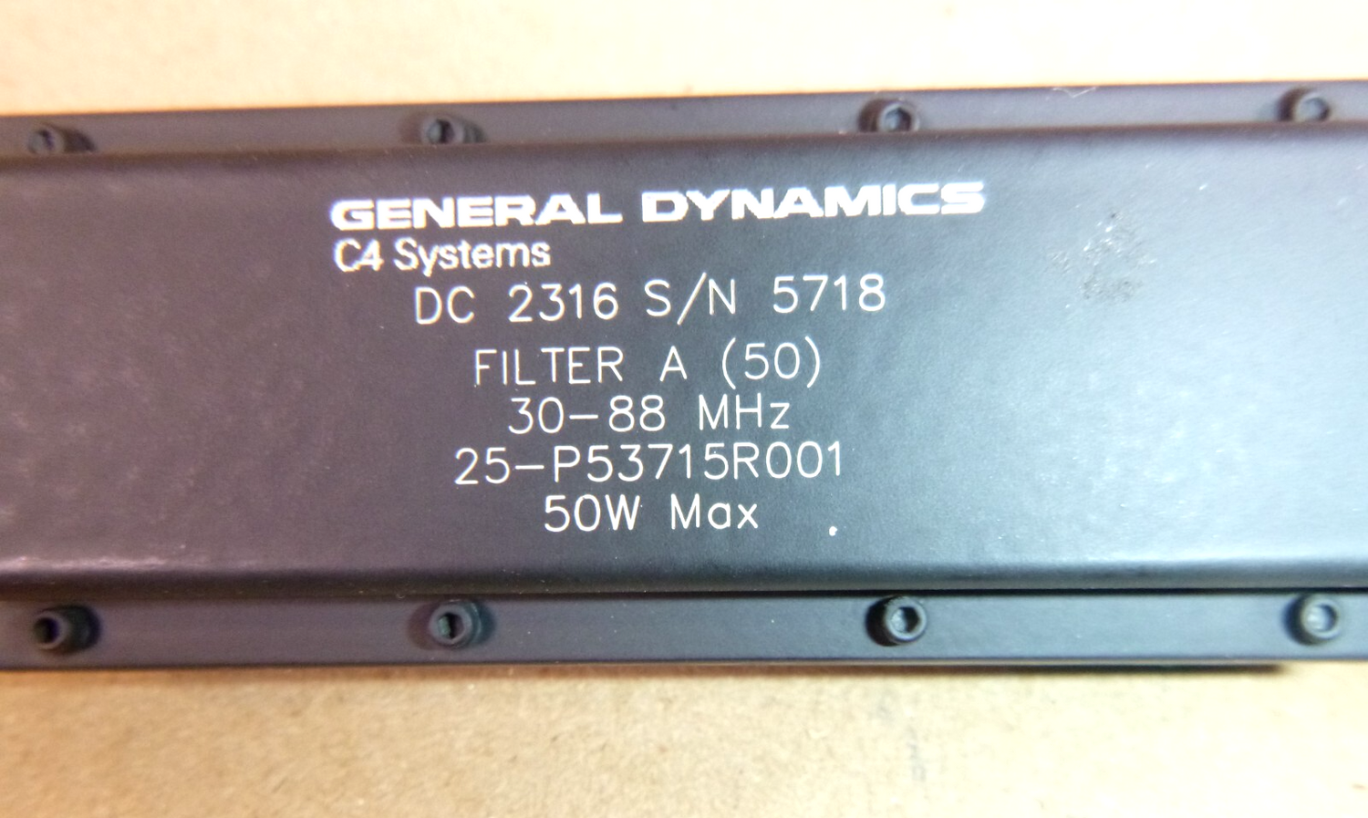 25-P53715R001 General Dynamics Band Pass Filter 30-88 Mhz, 50W, 5915-01-630-8004 | Electrical MRO Replacement Parts &amp; Components and Commercial Electrical Supplies Company