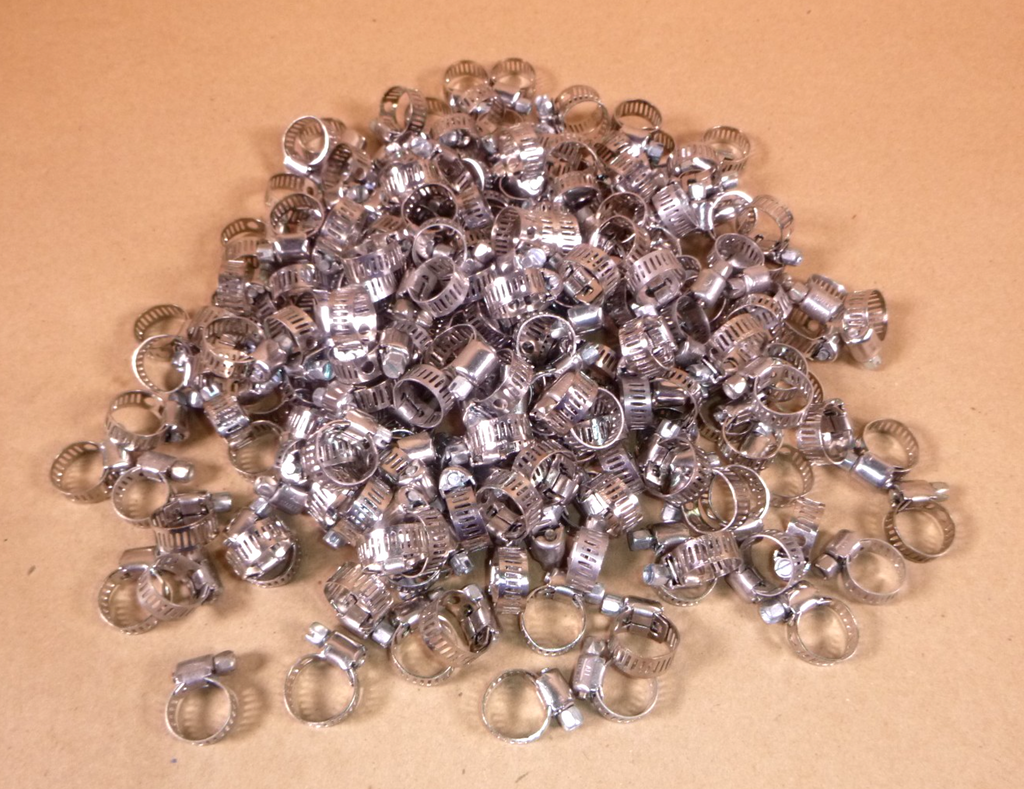 Miniature Hose Clamps 7/32" to 5/8" Range 301 SS Band, Carbon Steel Screw 200Pcs | Industrial Replacement Nuts & Bolts Distributor and Machinery Screws & Fasteners Supply