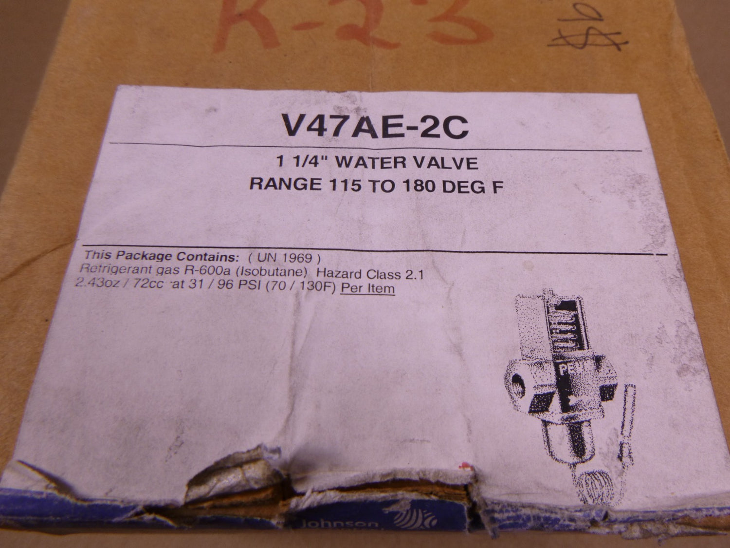 V47AE-2C Johnson Controls 1-1/4" Water Valve , Range 115-180 Deg F | Industrial MRO Replacement Parts, Manufacturing Machine Parts &amp; Components, Heavy Equipment Parts Supplier