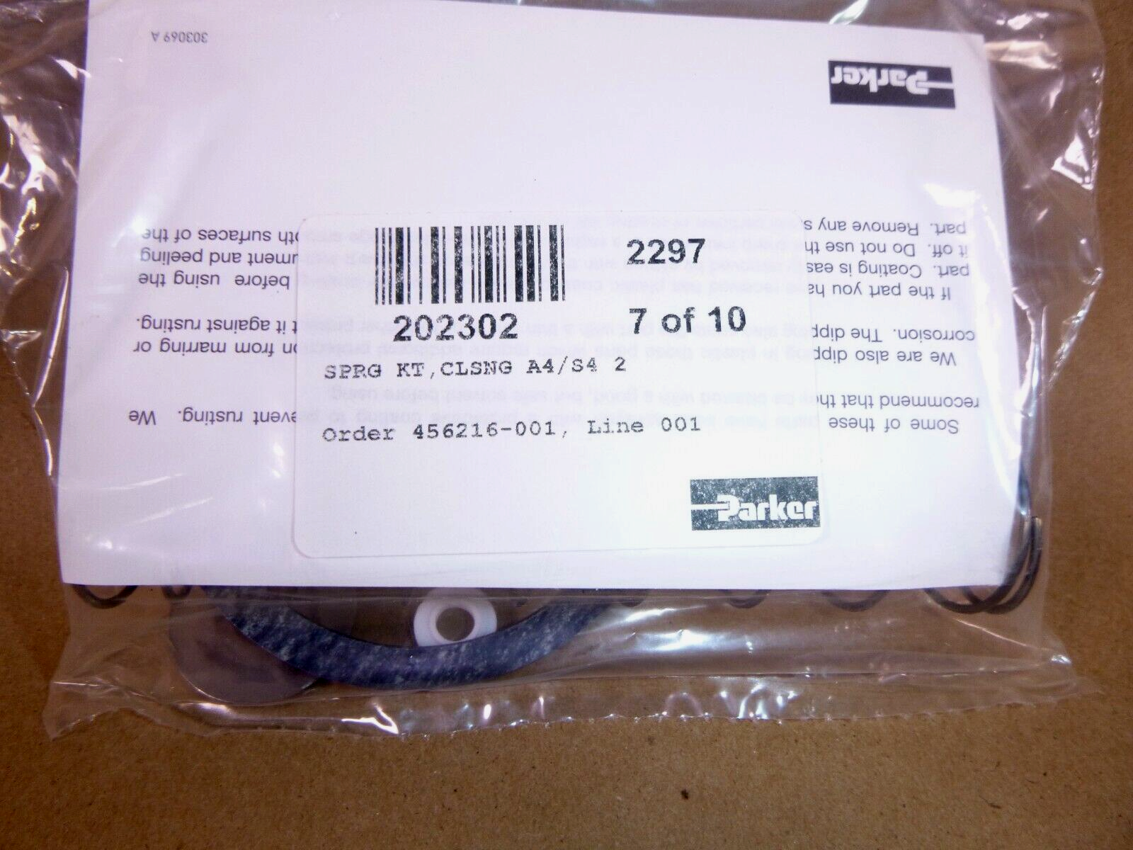 PARKER A4A &amp; A4AK 1-5/8" &amp; 2" Port Pressure Regulator Closing Spring Kit 202302 | Industrial MRO Replacement Parts, Manufacturing Machine Parts &amp; Components, Heavy Equipment Parts Supplier