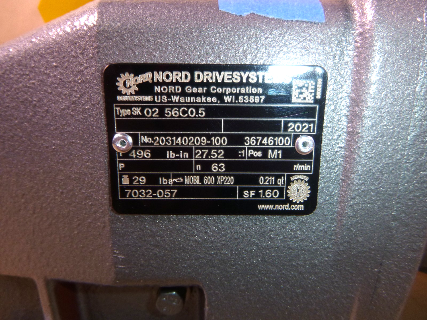 Nord Parallel Shaft Reducer 64 Rpm Output 56C Frame Input 1/2 Hp. 496 lb. in. | Industrial Electric Motors, Pumps &amp; Parts