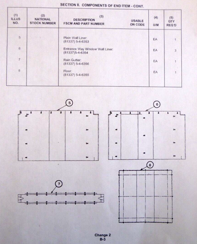 USGI New Military Command Post Tent Entrance Way Window Wall Liner 5-4-6354