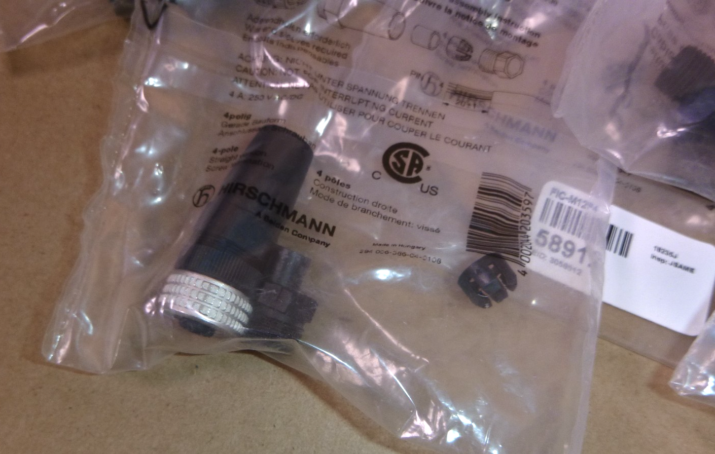 FIC-M12F4 Circular M12 Field Wireable Socket Connector 4 Position 58912 (8 Pcs)