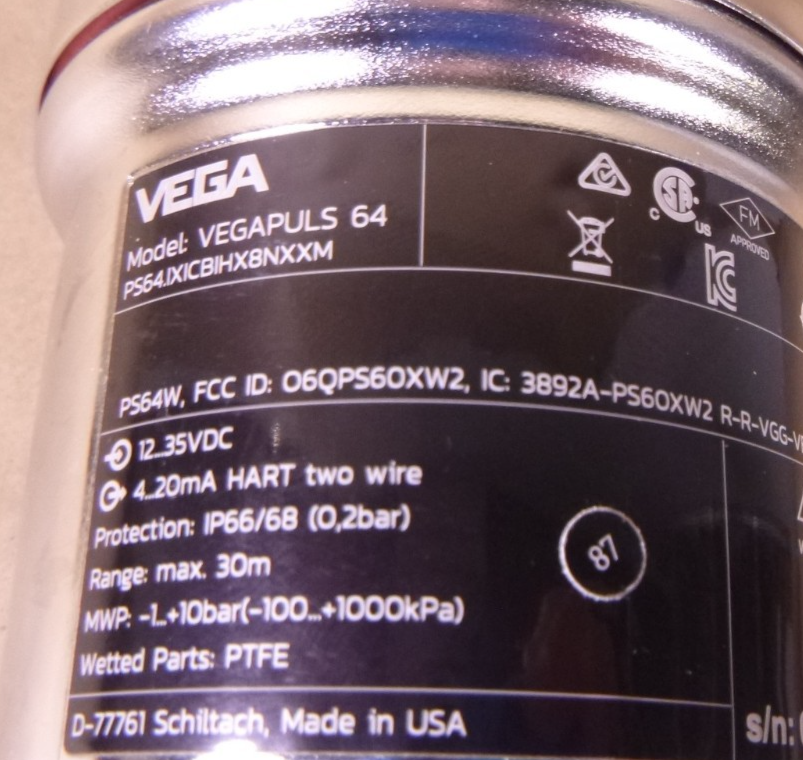 VEGA VEGAPULS 64 Radar Sensor , 12-35VDC , 1/2" NPT, 4-20mA , PS64.IXICBIHX8NXXM | Electrical MRO Replacement Parts &amp; Components and Commercial Electrical Supplies Company