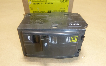 Square D QOB23035, 30A, 2 Pole, 120/240VAC, 10kA, Bolt On Mount Circuit Breaker | Electrical MRO Replacement Parts &amp; Components and Commercial Electrical Supplies Company