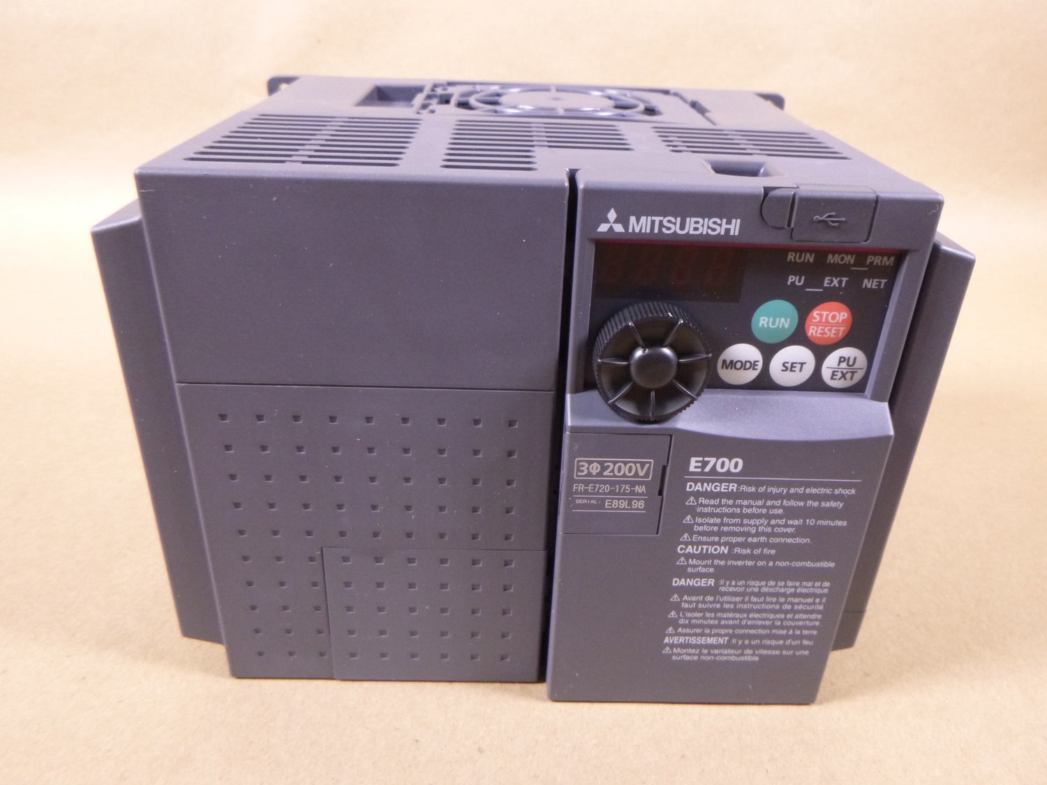 Mitsubishi E700 Series Inverter FR-E720-175-NA 5HP 200-240VAC 3PH | Electrical MRO Replacement Parts &amp; Components and Commercial Electrical Supplies Company