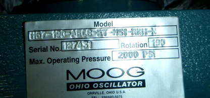MOOG H67-190-AECB-ET-MS1-RKH-N Hydraulic Rotary Actuator 2000 Psi 190° Rotation | Industrial MRO Replacement Parts, Manufacturing Machine Parts &amp; Components, Heavy Equipment Parts Supplier