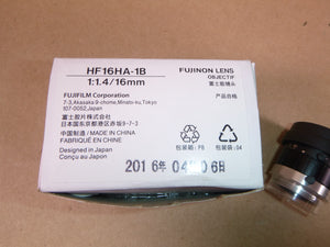 Fujinon Lens HF16HA-1B 1:1.4/16mm C-Mount NEW