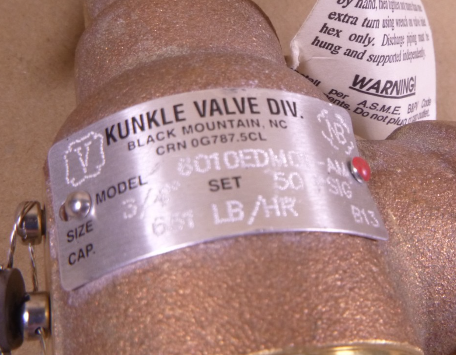 KUNKLE 6010EDM01-AM Bronze Safety Relief Valve 3/4" 50PSI 6010EDM01-AM-0050 | Industrial MRO Replacement Parts, Manufacturing Machine Parts &amp; Components, Heavy Equipment Parts Supplier