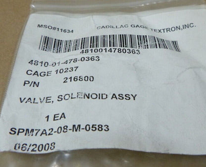 CADILLAC GAGE TEXTRON 216800 SOLENOID VALVE , 4810-01-478-0363 | Industrial MRO Replacement Parts, Manufacturing Machine Parts &amp; Components, Heavy Equipment Parts Supplier