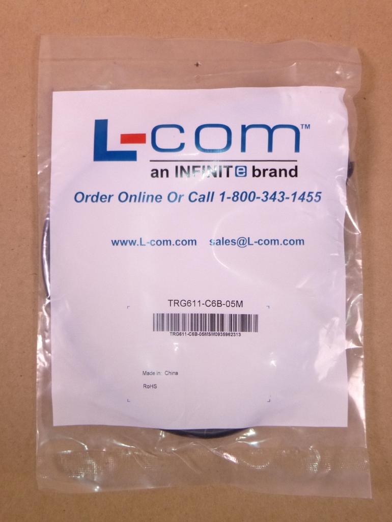 TRG611-C6B-05M L-COM Network Cable, IP67, M12 Receptacle, RJ45 Plug, 8 Pos, 0.5m | Electrical MRO Replacement Parts & Components and Commercial Electrical Supplies Company
