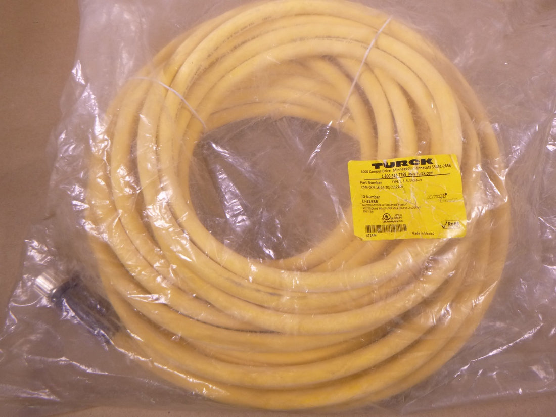 Turck CSM CKM 16-16-20/CS12206 Cordset U-35636 M23 Male/Female 16-Pin 20m Yellow | Electrical MRO Replacement Parts &amp; Components and Commercial Electrical Supplies Company