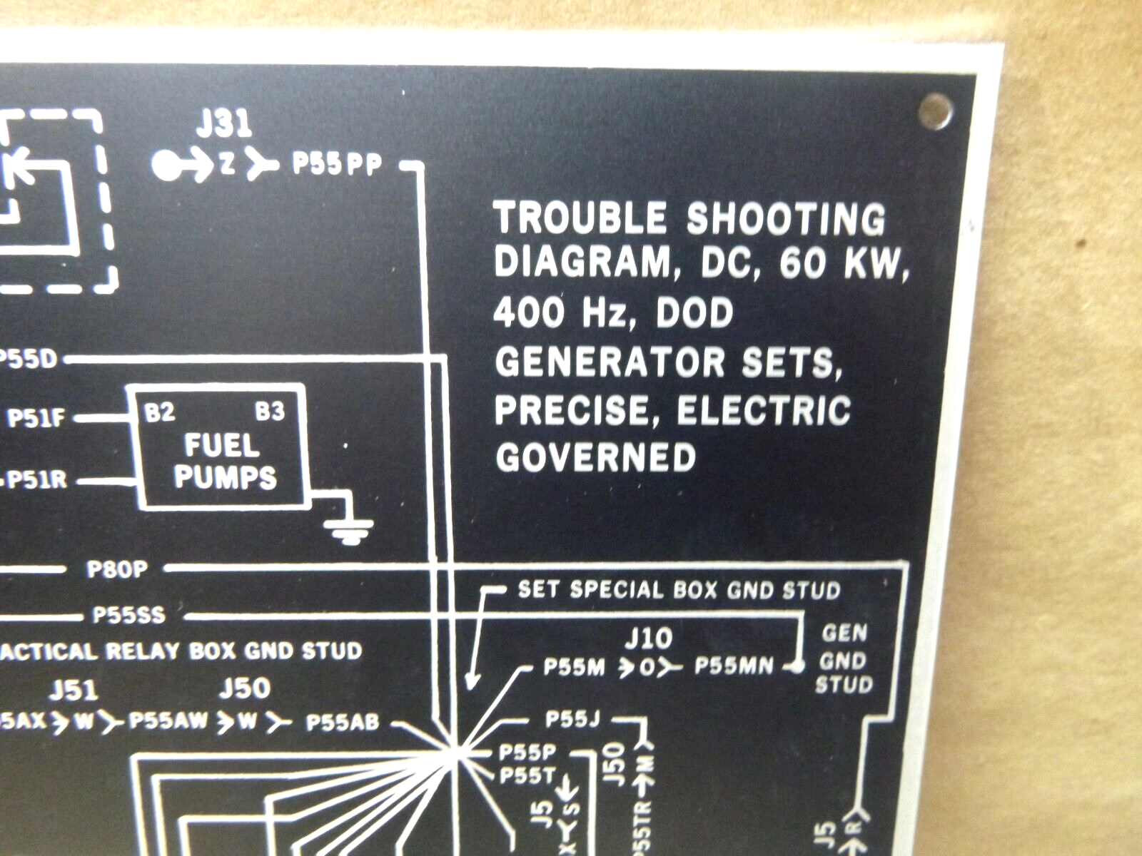 USGI 60KW 400 Hz. DOD Generator Set Trouble Shooting Aluminum Nameplates (1 Set) | Genuine MEP Generator Replacement Parts and Military Surplus Generator Parts