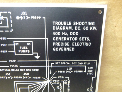 USGI 60KW 400 Hz. DOD Generator Set Trouble Shooting Aluminum Nameplates (1 Set) | Genuine MEP Generator Replacement Parts and Military Surplus Generator Parts